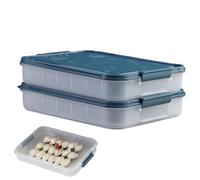 Dumpling Storage Box for Freezer - Fridge Organizer with Lid Buckle,Stackable Airtight Box Holder Keeper Tray for Cupcake Baked Muffin Dumpling Dessert Pastry
