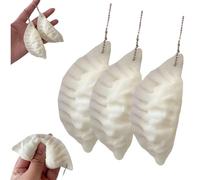 Dumpling Stress Ball, Chinese Dumpling Squish Stress Relief Fidget Toy, Funny Dumplings Dough Stretchy Dumplings Toy with Hanging Lanyard, Easter Basket Stuffers for Kids Adults (3pcs)