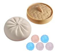 Dumpling Stress Toy, 8x8cm Giant Dumpling Squishy, Slow Rising Squishy Balls, Rainbow Dumplings With Steamer, Fidget Sensory Toy, Squeeze Toys, Stress Relief Sensory Ball