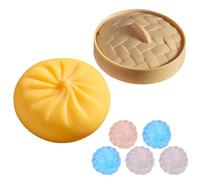 Dumpling Stress Toys Glitter 8x8 Cm ABS Yellow Calming Squishy Dumpling Toy Crystal Dumplings Squeeze Ball Colorful Dumplings Stresses Balls Fidget Sensory Toy For Teens Children Home Work Office