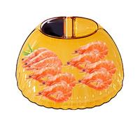 Dumplings Serving Plate,Three Compartments Reusable Divided Bowl | Sushi Dishes with Dipping Dish | For Pasta, Fruits, Snacks, Vegetables, Parties, Appetizers, Salads and French Fries