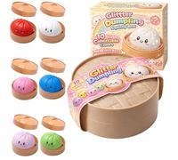 Dumplings Squishy, Glitter Dumpling Squishy, Squishiest Dumplings with Steamer Box, Random Color, Non-Edible, Find the Ultra-Rare White Glitter Variant (Random-Set B, 1Pc)
