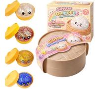 Dumplings Squishy, Glitter Dumpling Squishy, Squishiest Dumplings with Steamer Box, Random Color, Non-Edible, Find the Ultra-Rare White Glitter Variant (Random-Set A,1Pc)