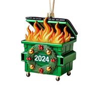 Dumpster Fire 2024 Ornament - Funny Gag Gift, 2D Acrylic Dumpster Fire Christmas Tree Ornament, Hilarious Gift for Coworkers, Gag Gift for Friends & Family