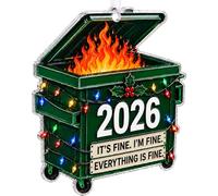 Dumpster Fire 2026 Christmas Tree Decorations Hanging Ornaments Funny Gifts | Acrylic Everything Is Fine Christmas Tree Decor for Family Friends Home