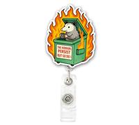 Dumpster Fire Badge Reel - Funny Nurse Badge Reel with Possum Design - Retractable ID Badge Holder for Nurses Healthcare Workers Office Staff - Dark Work Humor Gift