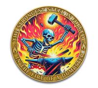 Dumpster Fire Challenge Coin- Funny Desk Decor,The Strongest Steel is Forged Dumpster Fire Coin - Funny Desk Accessories for Work-Inspirational Gifts for Men Women