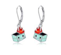 Dumpster Fire Earrings Sterling Silver Funny Dangle Earrings Dumpster Fire Jewellery Gifts for Women