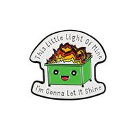 Dumpster Fire Enamel Pin, This Little Light Of Mine I'm Gonna Let It Shine Pin Brooch, Sarcastic Gift For Anxious Friend Therapist, Burnout Survival Lapel Badge, Dark Humor Brooches, Chaos Meme