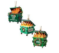 Dumpster Fire Ornament, Hanging Christmas Pendants,Everything Is Fine Ornaments,Funny 2D Acrylic Christmas Ornaments, Hangable Pendant for Christmas Tree Decoration (Green A+B+C,3PCS)