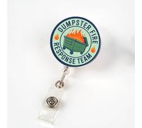 Dumpster Fire Response Team Badge Reel - Retractable ID Card Holder with Alligator Clip - Funny Sarcastic Office Humor Name Tag Holder for Nurses, ER Staff, IT Support - Cute Work Essentials