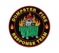 Dumpster Fire Response Team Embroidered Patch Funny Sarcasm Raccoon Fabric Embroidery Patches Adult Humor Raccoon Hook & Loop Sew On Patches for Backpacks Trucker Hats Vests Dog Harnesses 3x3 Inches