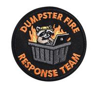 Dumpster Fire Response Team Raccoon Patch, Iron On/Sew On Funny Meme Embroidered Applique for Denim Jacket Backpack Hat Bag Jeans, Humorous Badge for IT, Office Workers, Fans of Offbeat/Zany Humor