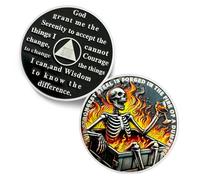 Dumpster Fire Skull 18 Year Sobriety Coin - The Strongest Steel is Forged AA Coins - Recovery Addiction NA AA Chips and Medallions - Celebrate Clean Narcotics Alcoholics Anonymous Gifts for Men Women