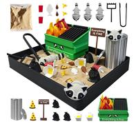 Dumpster Fire Zen Garden for Desk Decor, Funny Desk Accessories Zen Garden Kit, Office Mini Garbage Fire Coworker Gifts, White Elephant Gag, Stress Relief Sandbox