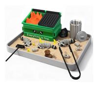 Dumpster Fire Zen Garden - Funny Desk Gift for Coworkers, White Elephant Gag Gift, Stress Relief Sandbox with Sand & Accessories, Raccoon & Flame Decor Kit