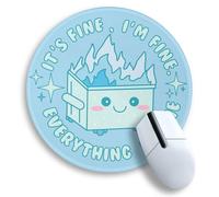 Dumpster on Fire Mouse Pad, Cute Light Blue Round Mouse Pads for Desk, Funny Dumpster Mousepad for Laptop Gaming Stitched Edge Non-Slip Rubber Base, Cute Office Desk Accessories Decor