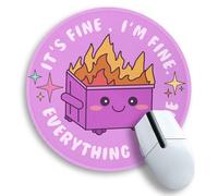 Dumpster on Fire Mouse Pad, Cute Round Mouse Pads for Desk, Funny Purple Mousepad for Computer Laptop Gaming, Stitched Edge Non-Slip Rubber Base, Cute Office Desk Accessories Decor