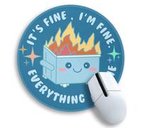 Dumpster on Fire Mouse Pad for Desk, Funny Blue Round Mousepad for Computer Laptop Gaming, Stitched Edge Non-Slip Rubber Base, Cute Home Office Desk Accessories Decor