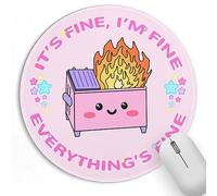 Dumpster on Fire Small Mouse Pad, Cute Funny Round Mousepad with Non-Slip Rubber Base, This is Fine Mouse Pads for Desk Accessories Laptop Gaming Office Supplies Decor