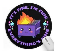 Dumpster on Fire Small Mouse Pad, Cute Funny Round Mousepad with Non-Slip Rubber Base, This is Fine Mouse Pads for Desk Accessories Laptop Gaming Office Supplies Decor