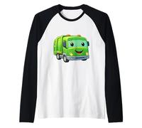 Dumpy The Garbage Truck Smiling Character Design for Kids Raglan Baseball Tee