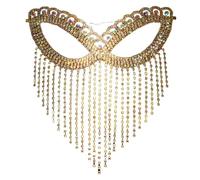 DUMRALBQE Masquerade Mask Long Tassel Makeup Ball Mask Holiday Party Accessories for Ball Mardi Gras(Gold)