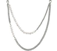 DUMRALBQE Men's Pants Chain Pearl Personalised Retro Versatile Jeans Trouser Chain Hip-hop