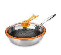 DUMRALBQE Wok Stainless Steel Wok Non-Stick Pan No Oil Fume Health Pot for Everyday Use