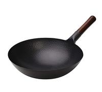 DUMRALBQE Wok Wrought Iron Hand-Forged Blacksmith Wok for Everyday Use(32cm)