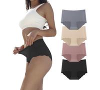 Dumwis Underwear, Seamless Knickers for Women, No VPL Pants Stretch Invisible, Mid-High Waist Microfibre Ladies Briefs, No Show Full Coverage Hipster Multipack of 4