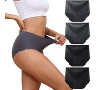 Dumwis Underwear Women Seamless Knickers for Women High Waisted Knickers No Vpl Underpants Invisible ladies pants Hipster Briefs Pack Of 4(S-3XL) Gray