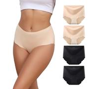 Dumwis Underwear Women Seamless Knickers for Women High Waisted Knickers No Vpl Underpants Invisible ladies pants Hipster Briefs Pack Of 4(S-3XL) Skin