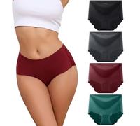 Dumwis Underwear Women Seamless Knickers for Women High Waisted Knickers No Vpl Underpants Invisible ladies pants Hipster Briefs Pack Of 4(S-3XL)