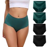 Dumwis Underwear Women Seamless Knickers for Women High Waisted Knickers No Vpl Underpants Invisible ladies pants Hipster Briefs Pack Of 4(S-3XL) Green