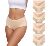 Dumwis Underwear Women Seamless Knickers for Women High Waisted Knickers No Vpl Underpants Invisible ladies pants Hipster Briefs Pack Of 4(S-3XL)