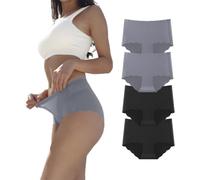 Dumwis Underwear Women,Seamless Knickers for Women, No Vpl Pants for Women Stretch Invisible,Mid-High Waist Microfibre Ladies Briefs,No Show Full Coverage Hipster Multipack of 4 Gray