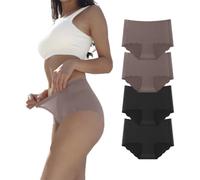 Dumwis Women's Seamless Knickers No VPL Pants Mid-High Waist Microfibre Ladies Briefs No Show Full Coverage Hipster Multipack of 4