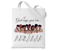 Dumyum African American Black Girls Canvas Tote Bag for Women Girls God Says You Are Black Women Aesthetic Reusable Grocery Shoulder Bag for Shopping Travel Daily Commute