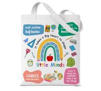 Dumyum Cute Teacher Canvas Tote Bag, Teacher Appreciation Gifts for Women, It Takes a Big Heart to Shape Little Minds, Aesthetic Reusable Grocery Shoulder Bag for Shopping, Travel, Daily Commute