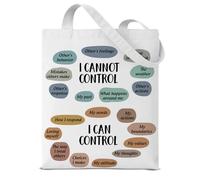Dumyum Mental Health Tote Bag Gifts for Women Therapist Psychology Things I Can Control Aesthetic Reusable Grocery Shoulder Bag for Shopping Travel Daily Commute
