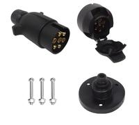 Dun-Bri DBG Trailer Plug & Socket Range - 7 Pin N Type and 13 Pin Connectors - Plastic or Alloy - Single, Twin Pack and Set Options (DBG 7 Pin N Plastic Plug & Socket Set)