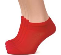Duna Womens Socks, Ultra Thin Breathable Cotton Ankle Socks for Women, Athletic Running Low Cut No Show, Red - 4 Pairs, 6-8 UK