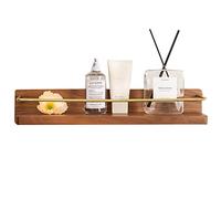 DUNAKE Floating Shelves Wood, Bathroom Wall Shelves, Wall Shelf For Bedroom, Decorative Wall Storage Shelves With Metal Rails, Wall Mounted Hanging Shelves For Kitchen (Color : 45x12cm)