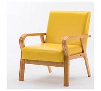 DUNAKE Leather Accent Chair, Comfy Chair For Bedroom, Retro Upholstered Lounge Chair With Arms Mid-century Single Reading Chair Adult For Living Room Reception Dorms Backrest Chair (Color : Yellow)