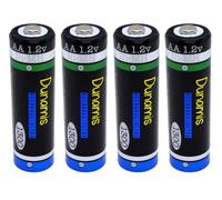 Dunamis 4pk 1.2v AA 1300mAh NiMH Rechargeable Batteries - MEDIUM CAPACITY Suitable for most standard uses including Garden Solar Lights