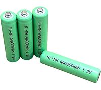 Dunamis 4pk Rechargeable Solar Light Batteries 1.2v NiMH AAA 300mAh - Suitable for Outdoor Garden Solar Lights ……(4pk, AAA 300mAh - Green Cell)