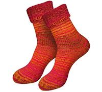 Dunaro 1-2 Pairs Knitted Norwegian Socks Wool Winter Socks Cuddly Warm Women Men - Orange - 6/8
