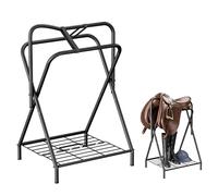 Dunatou Saddle Rack Freestanding Saddle Stand Foldable Horse Saddle Storage Rack Full Size Saddle Pad Rack Horse Blanket Holder Heavy Duty Saddle Holder for English and Western Horse Saddles, Black