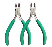 dunbeck Mini Wire Cutters - Pack of 2 Precision Side Cutters for Jewellery Making, Model Craft & DIY Stainless Steel with Non-Slip Grips & Leaf Spring Return.